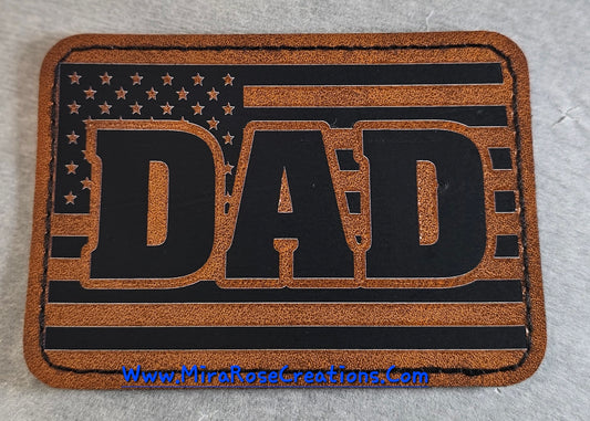 Dad Flag Leather Hat Patch