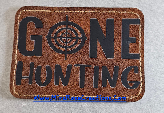 Gone Hunting Leather Hat Patch