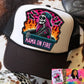 Mama On Fire Black Trucker Hat