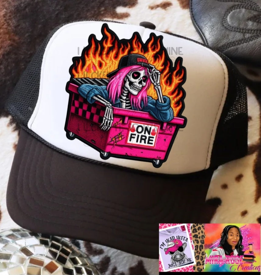 On Fire Black Trucker Hat