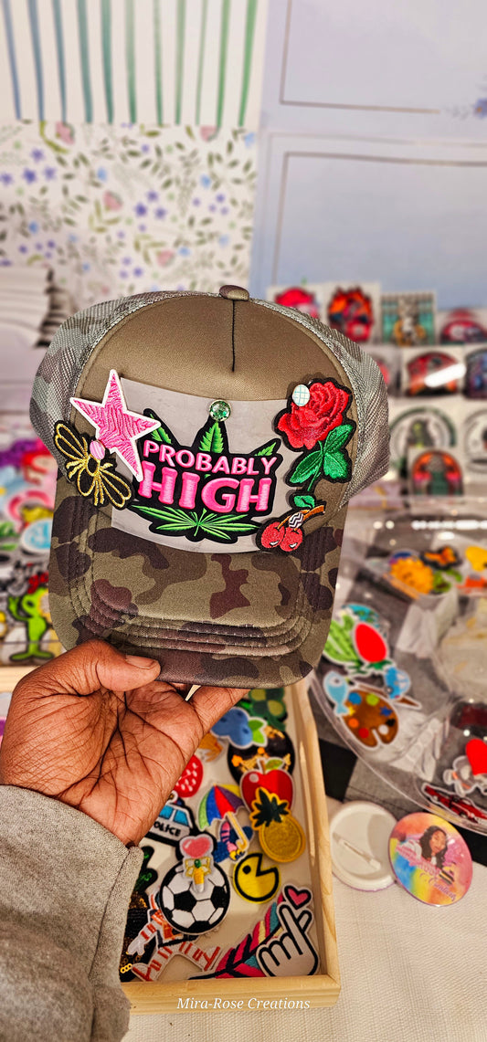 Camo Probably High Trucker Hat